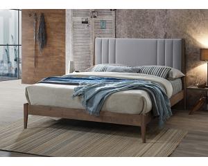 4ft6 Double Chess Light Grey Soft Velvet Fabric Upholstered & Wood Bed Frame